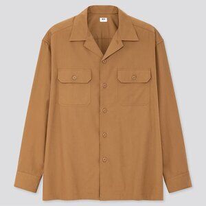 Uniqlo oversize utility work shirt, brown, long sleeve, size S